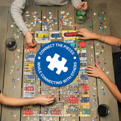 Ravensburger linen texture finish reduces glare during assembly