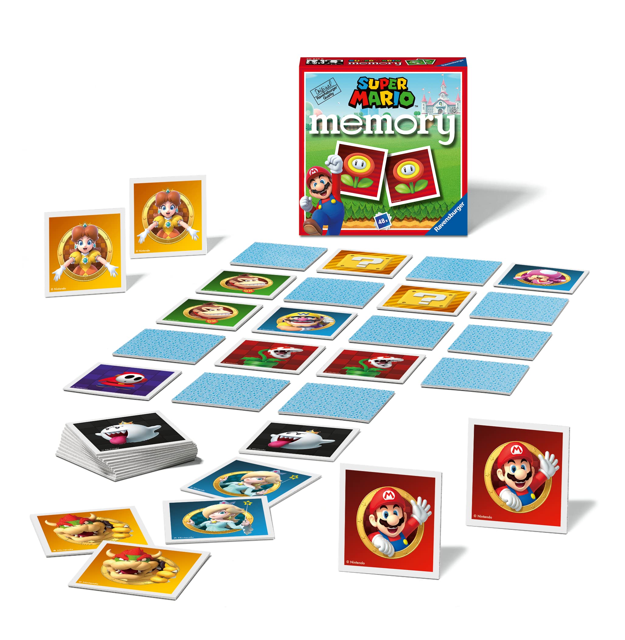Children playing Ravensburger Memory Super Mario, fostering turn-taking and cooperative fun.