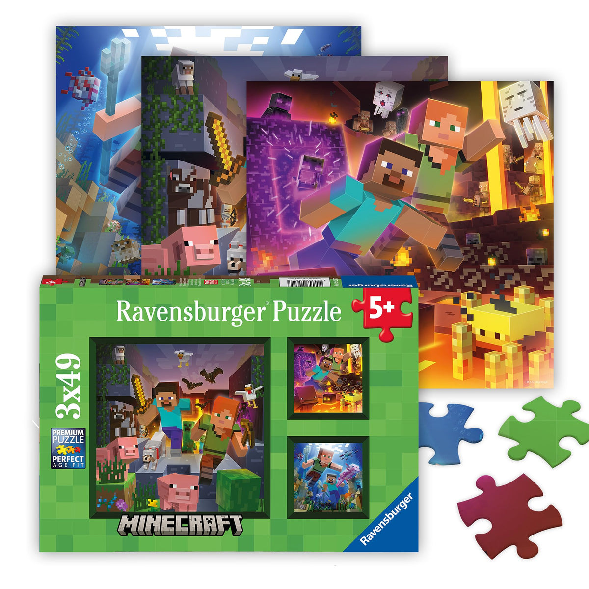 Ravensburger Minecraft Biomes forest scene puzzle promotes focus and cooperative play