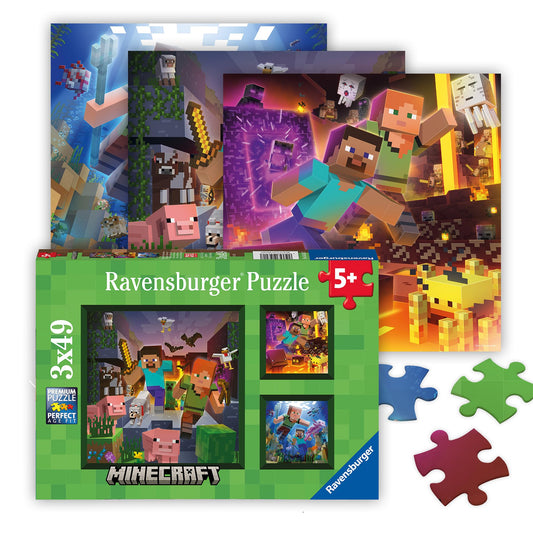 Ravensburger Minecraft Biomes forest scene puzzle promotes focus and cooperative play