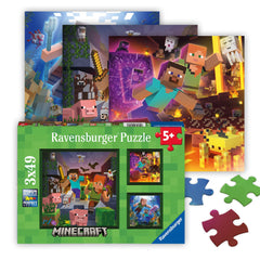 Ravensburger Minecraft Biomes forest scene puzzle promotes focus and cooperative play