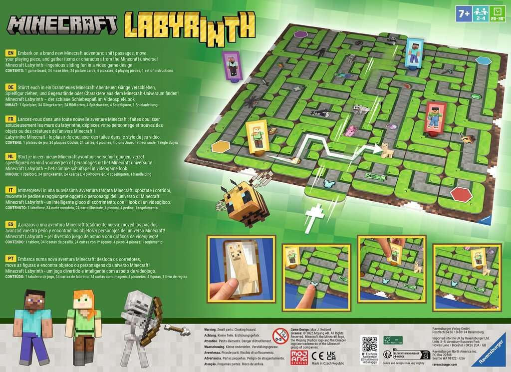 Ravensburger Minecraft Labyrinth tiles and pieces ready for fast setup and play