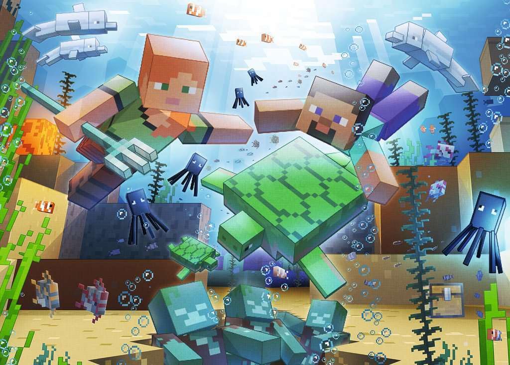 Ravensburger Minecraft Mosaic with Alex and Steve, ideal for solo or family challenges