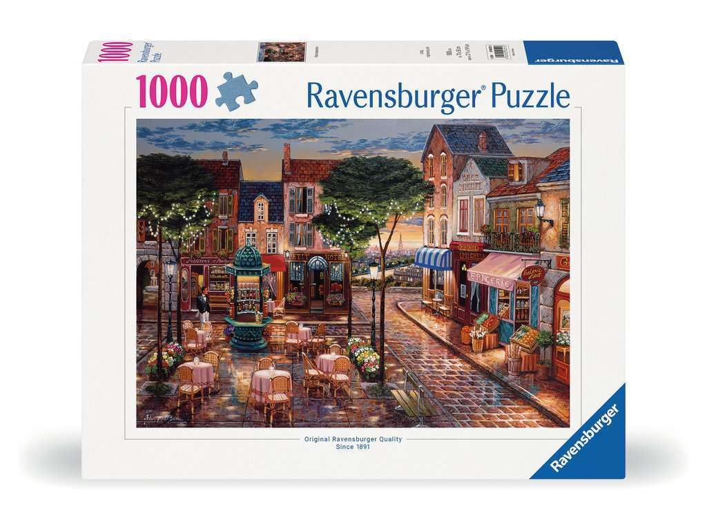 Ravensburger Paris Impressions street cafe scene for focused, relaxing puzzling.