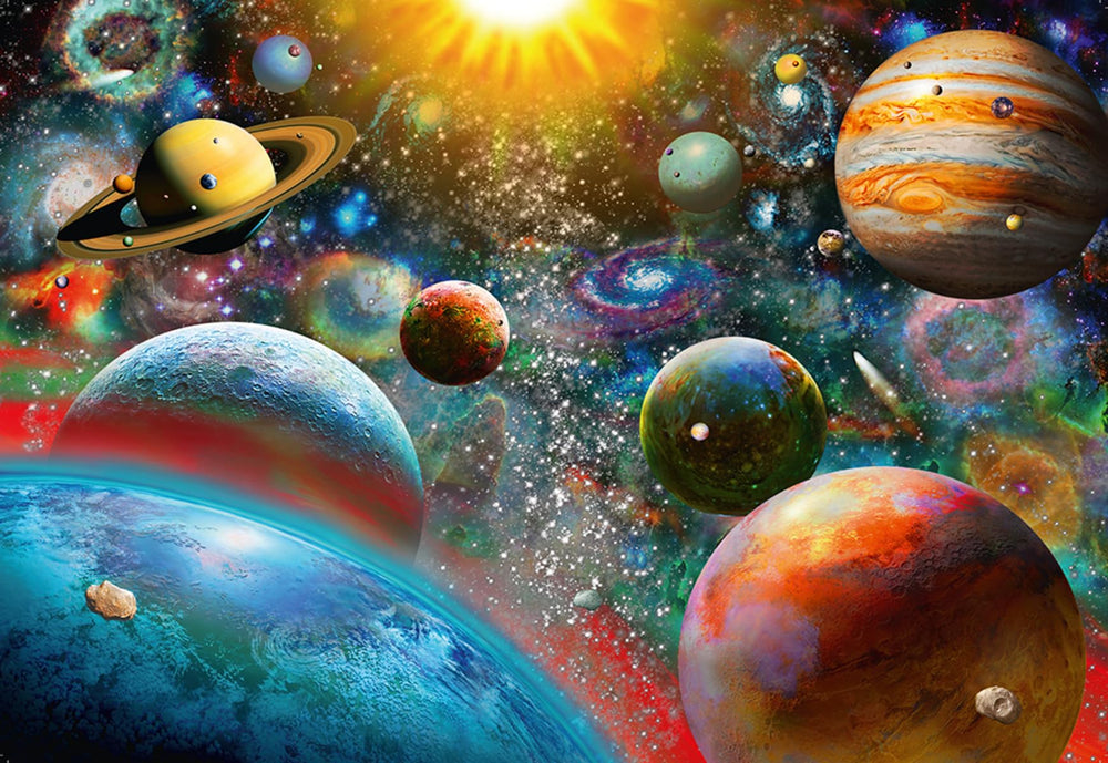 Ravensburger Planetary Vision puzzle cover with a cosmic scene, ideal for relaxing puzzling sessions