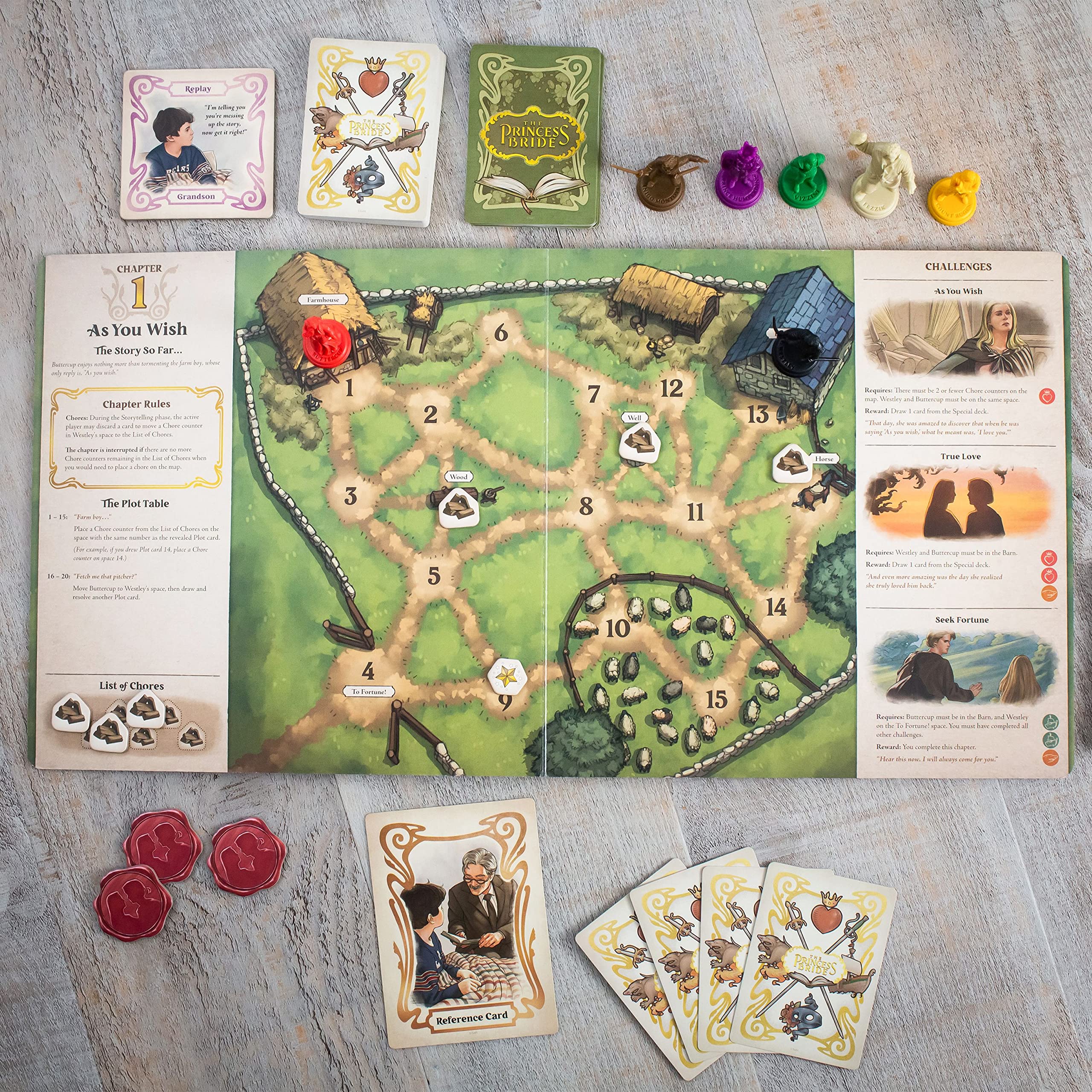 Ravensburger Princess Bride Adventure Book Game story cards unlock plot twists and choices.