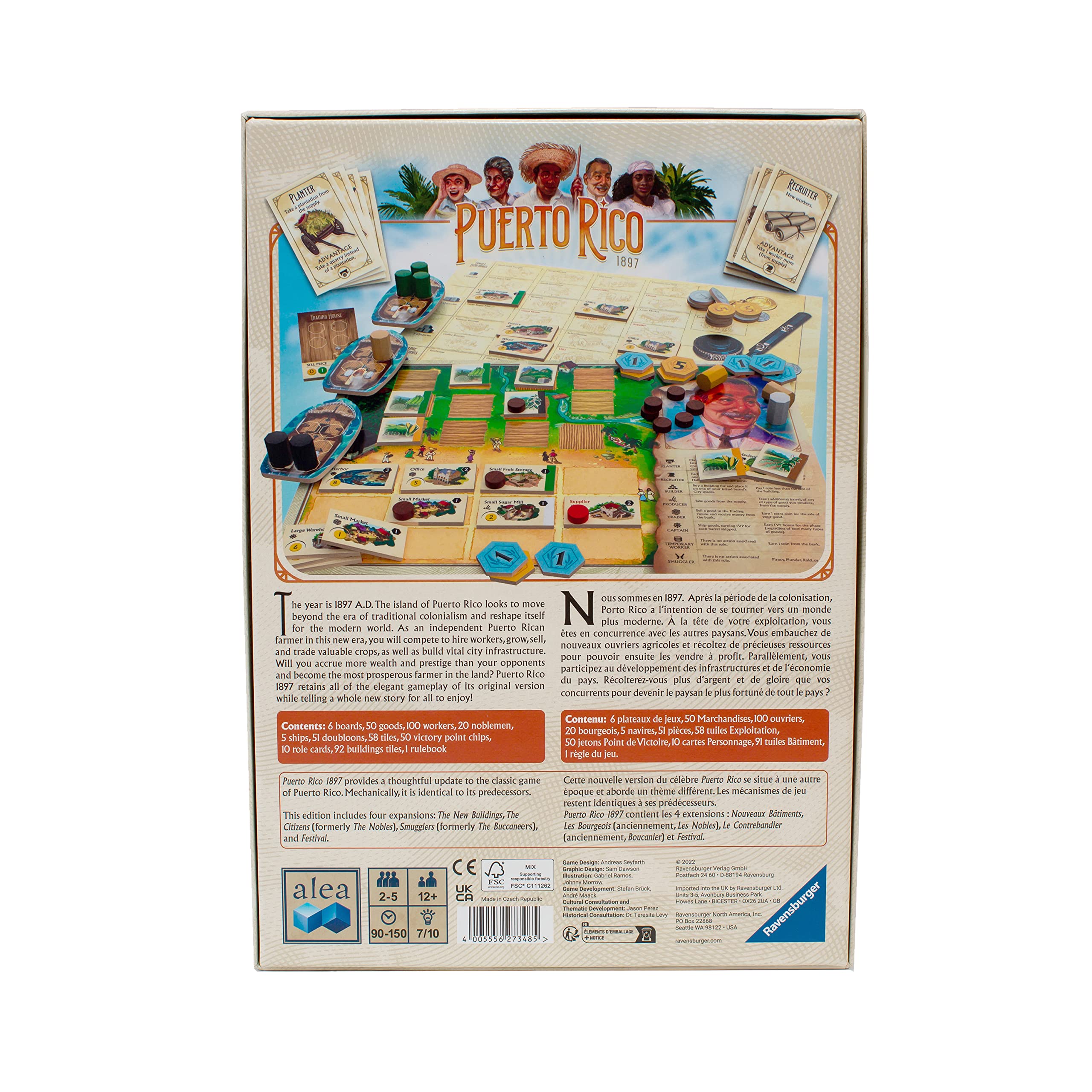Ravensburger Puerto Rico 1897 storyline artwork invites deeper world-building during sessions.