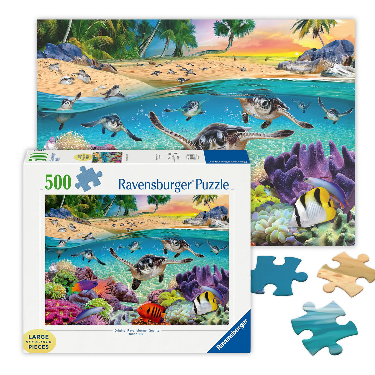 Ravensburger Race of the Baby Sea Turtles cover puzzle inspires calm family bonding