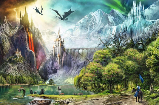 Ravensburger Reign of Dragons ice mountains scene for focused, patient puzzling.