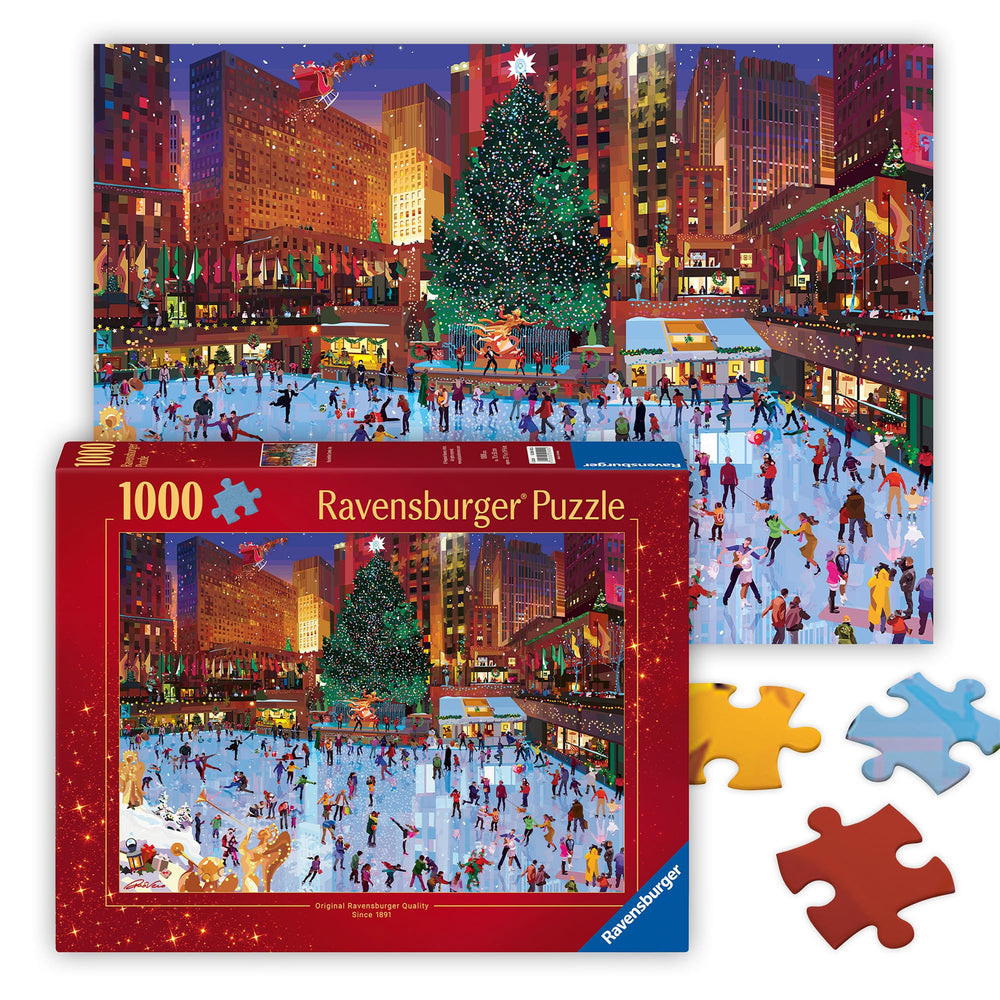 Ravensburger Rockefeller Center ice rink image for cozy holiday puzzle sessions