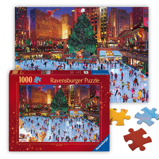 Ravensburger Rockefeller Center ice rink image for cozy holiday puzzle sessions
