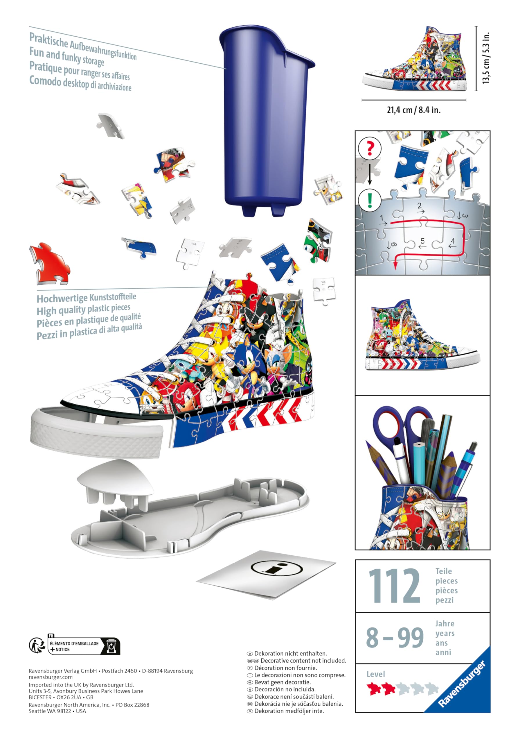 Ravensburger Sonic Sneaker 3D puzzle premium plastic parts