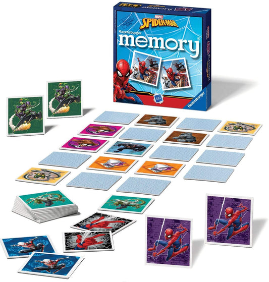 Ravensburger Spider-Man Mini Memory front view, perfect for quick memory warm-up with kids.