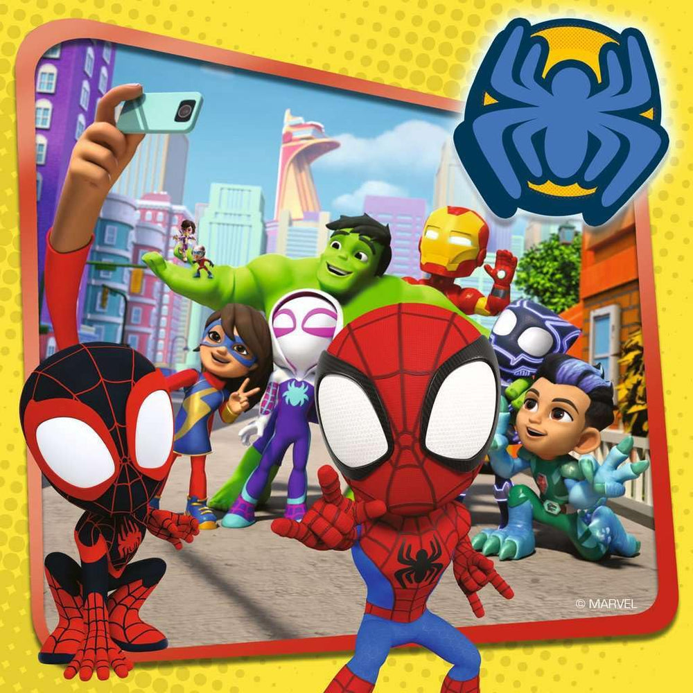 Ravensburger Spidey 3x49-piece puzzles, compact size, easy for small hands and quick cleanup