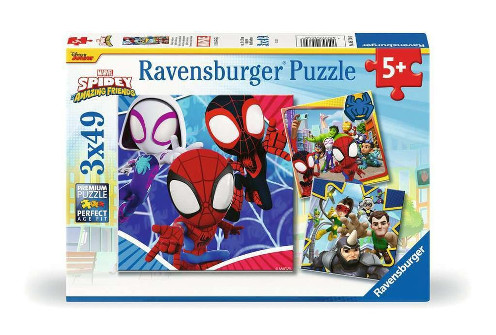 Ravensburger Spiderman and His Amazing Friends hero-scene puzzle set encourages focused, imaginative play
