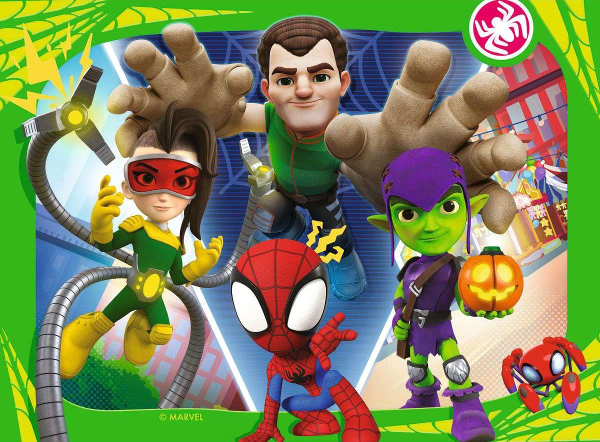 Ravensburger Spidey and His Amazing Friends 20-piece puzzle strengthens concentration while enjoying action-packed designs.