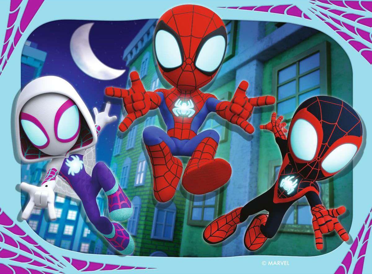 Ravensburger Spidey and His Amazing Friends colorful scene puzzle sparks creativity and family play.