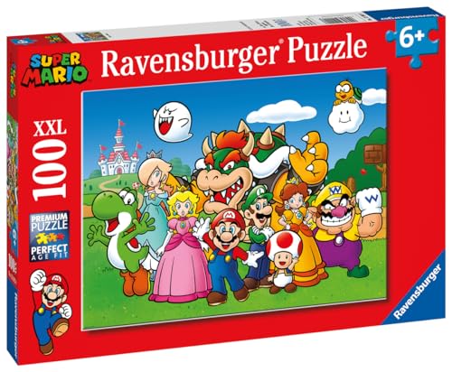 Ravensburger Super Mario 100-piece XXL puzzle with Mario and Toad for creative concentration.