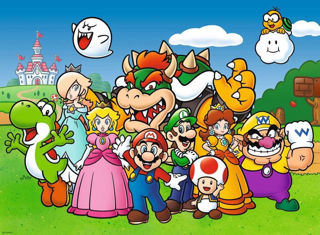 Ravensburger Super Mario 100-piece XXL puzzle featuring Yoshi and Princess Peach to boost imagination.