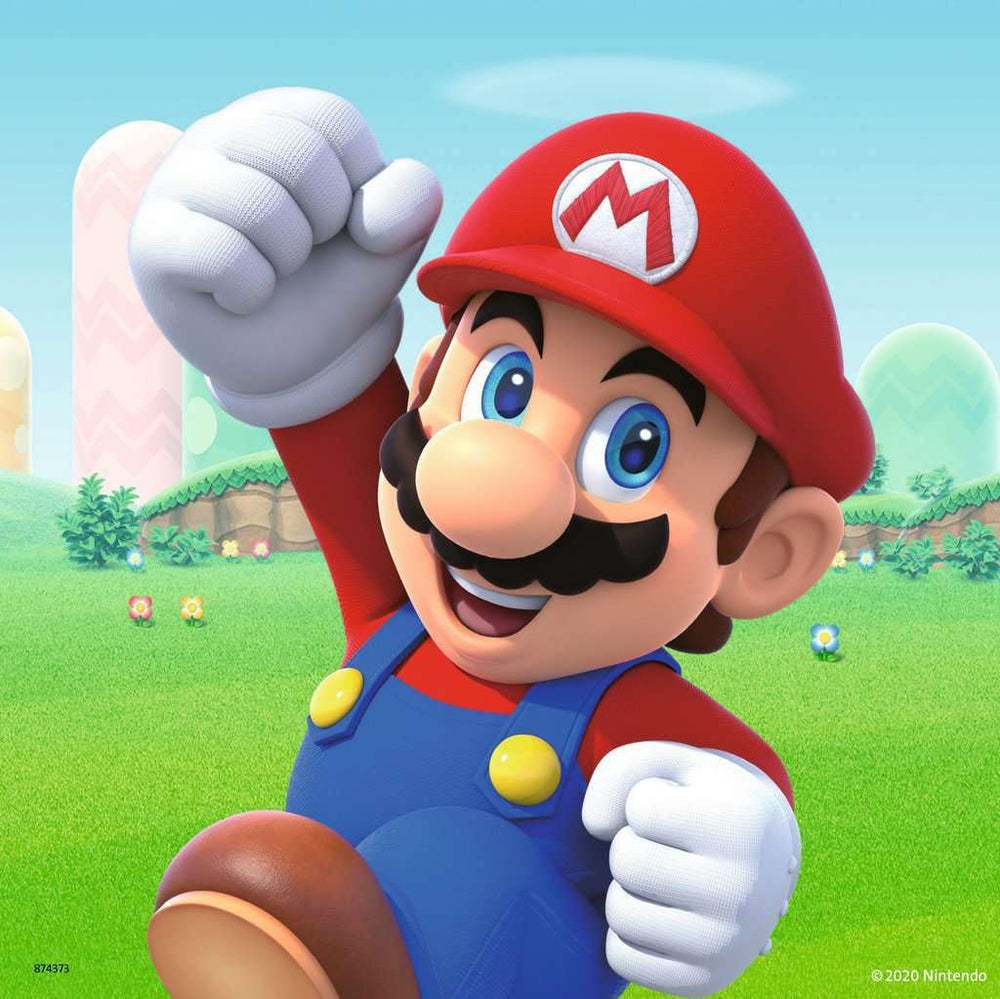 A child concentrates while solving Ravensburger Super Mario Puzzles Pack 3