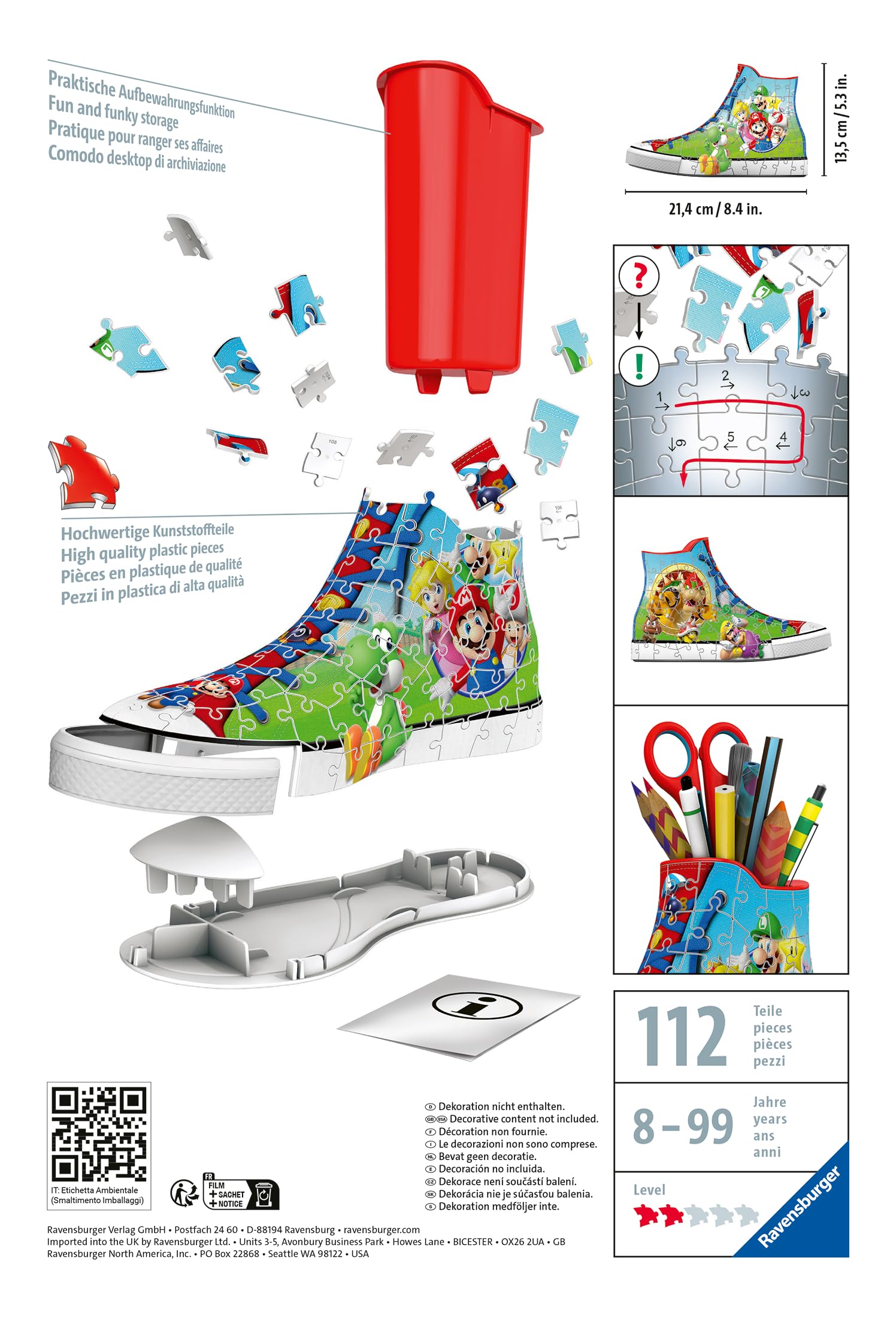 Ravensburger Super Mario Sneaker collectible décor for game rooms and desks.