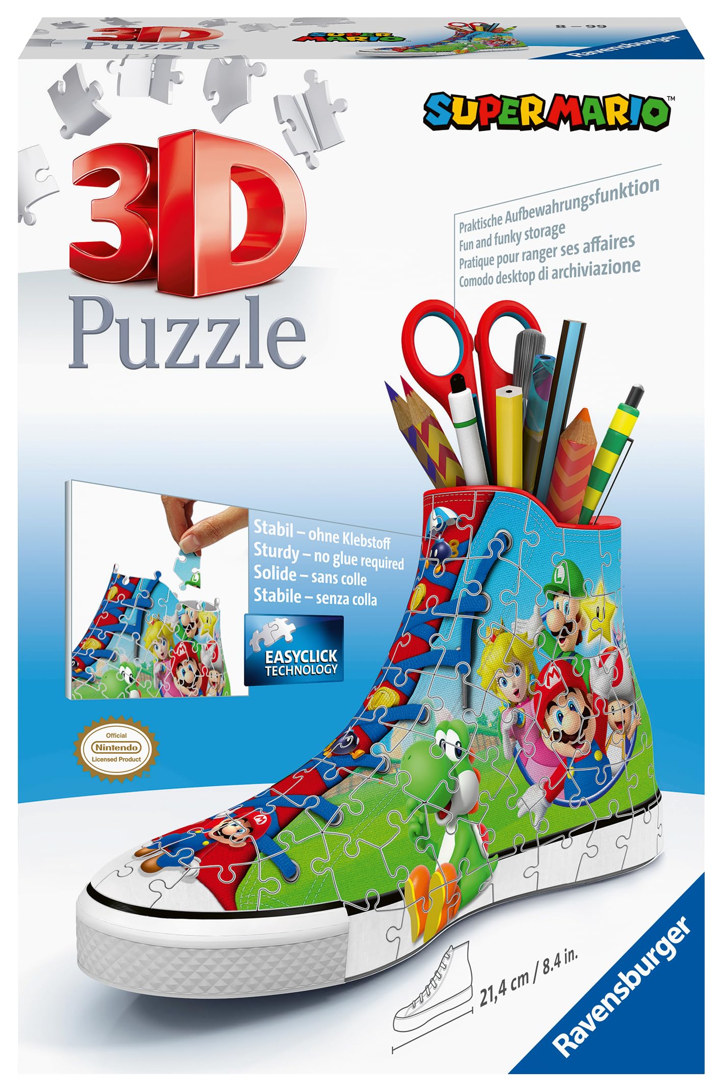 Ravensburger Super Mario Sneaker storage-ready design for small-item organization.