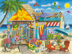 Ravensburger Surf's Up puzzle cover showing a sunny beach scene for relaxed puzzling.