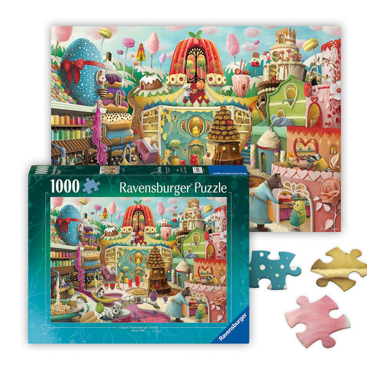 Ravensburger Sweet Street donut houses puzzle detail for colorful family fun