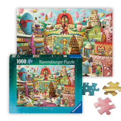 Ravensburger Sweet Street donut houses puzzle detail for colorful family fun