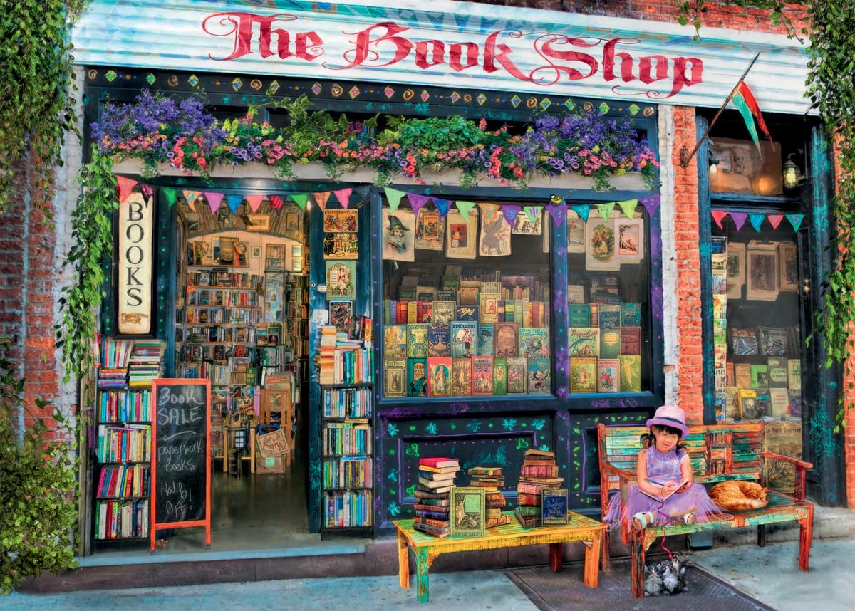Ravensburger The Bookshop puzzle scene offers immersive artwork for relaxing evenings.