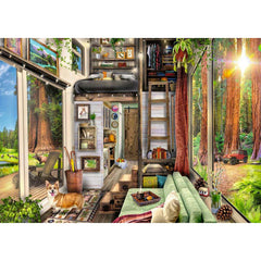 Ravensburger Tiny House interior in Redwood Forest, perfect for relaxing puzzling sessions