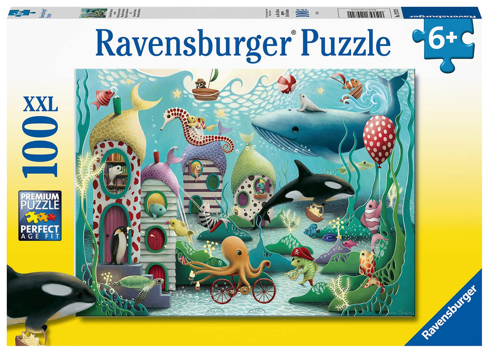 Ravensburger Underwater Wonders octopus on a bike visual promotes imaginative play and fine motor skills