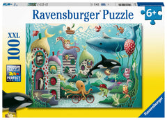 Ravensburger Underwater Wonders octopus on a bike visual promotes imaginative play and fine motor skills