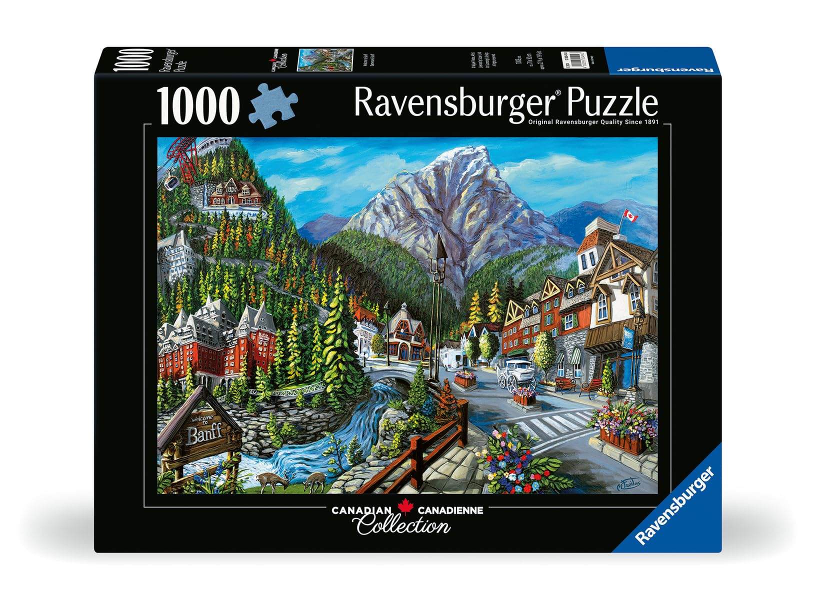 Ravensburger Welcome Banff puzzle closeup pieces offering satisfying interlocking experience