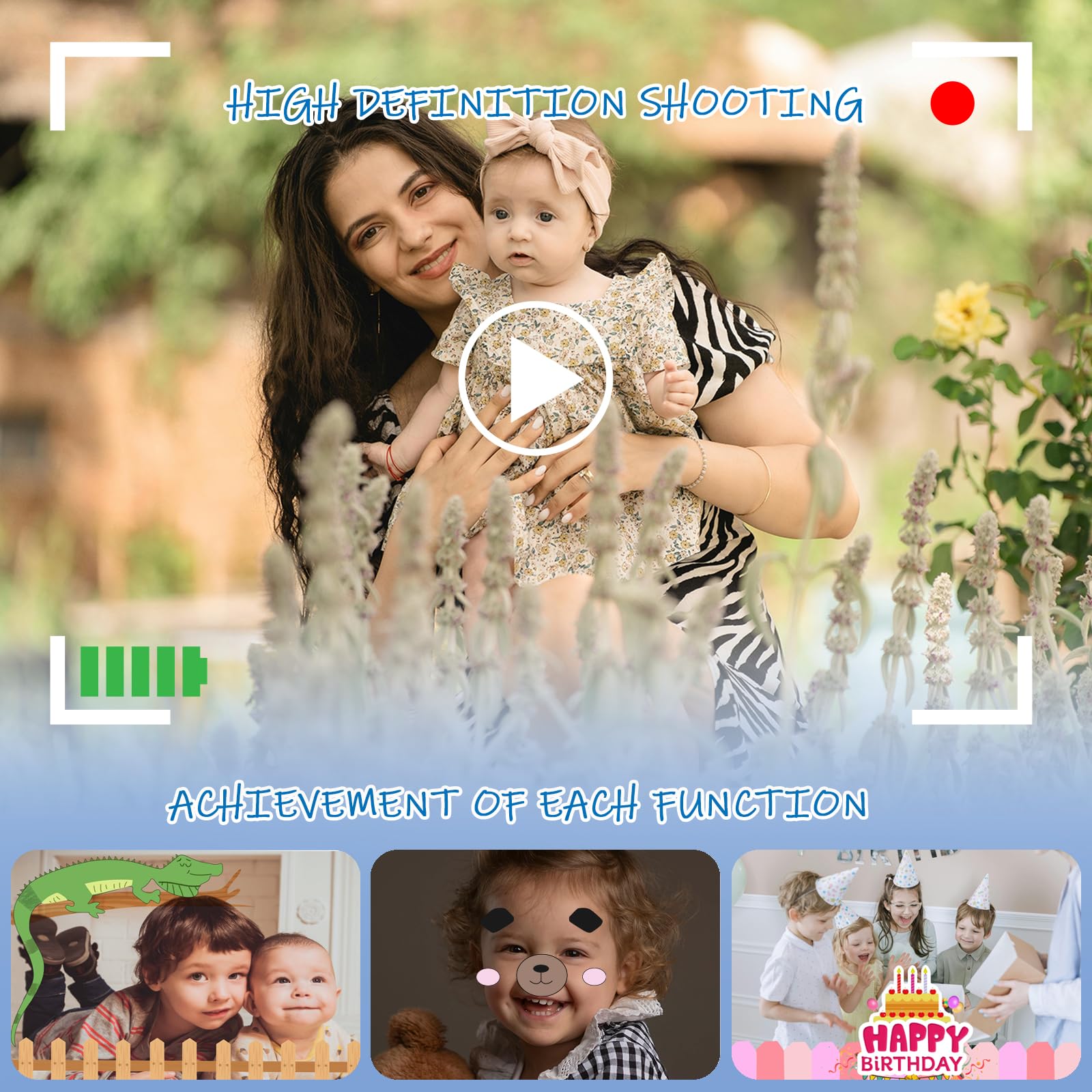 Raybitu kids camera being held by a child, illustrating easy grasp and use.