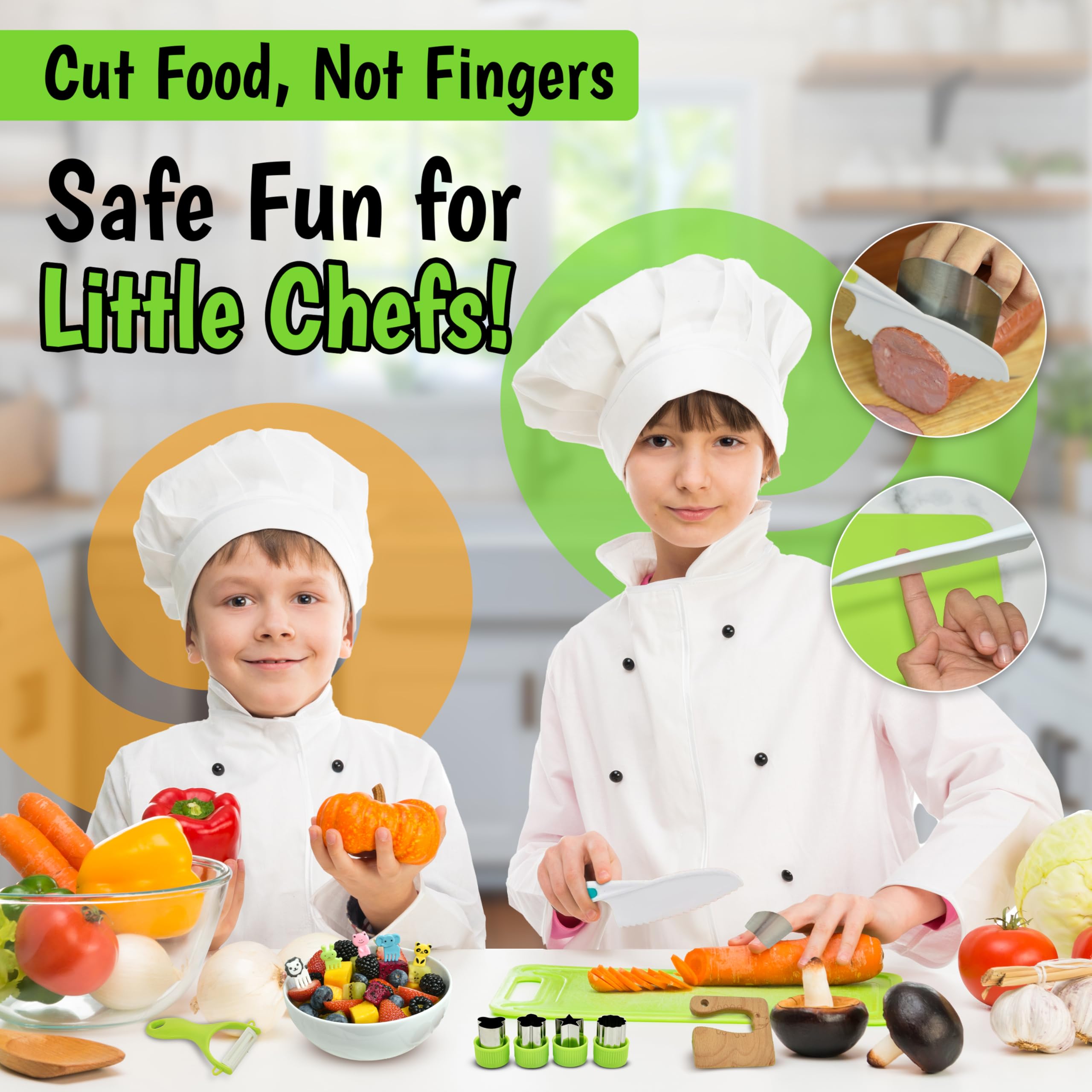 Raymeer 40Pcs Kids Knife Set with board and knives neatly arranged