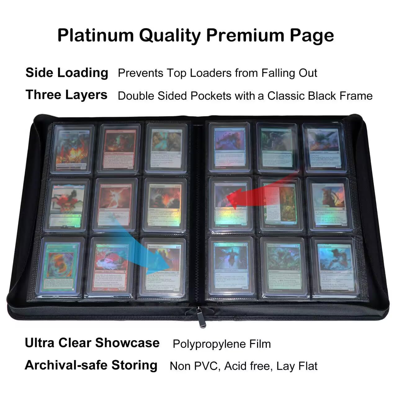 Rayvol binder pages open showing 16 double-sided pockets and separation.