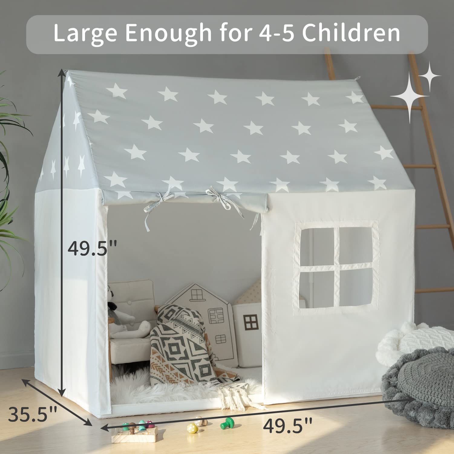 Razee Play Tent living room display blends with décor and stores toys.