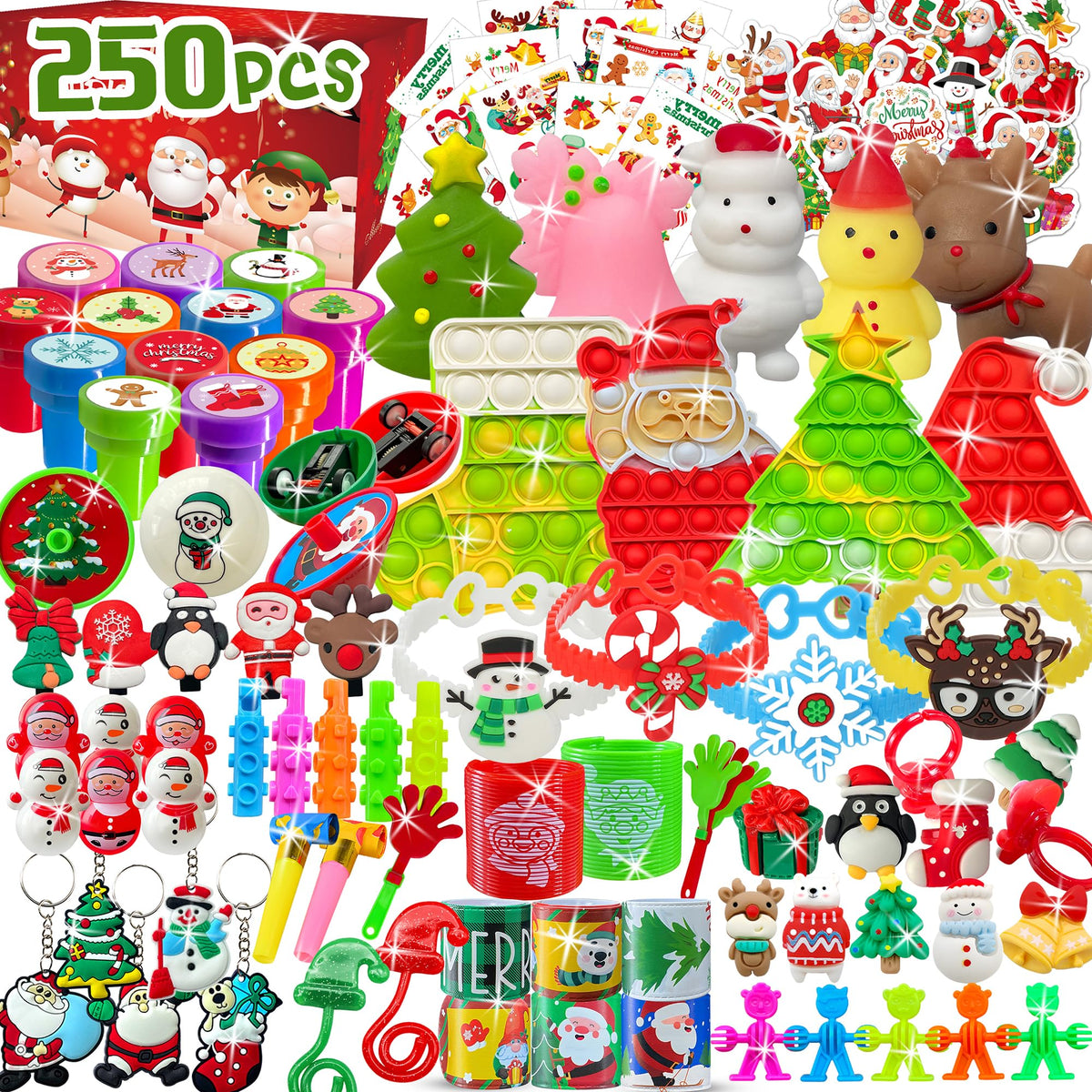 RBONIGHT 250pcs Christmas toys gift box, ideal stocking stuffers for the holidays