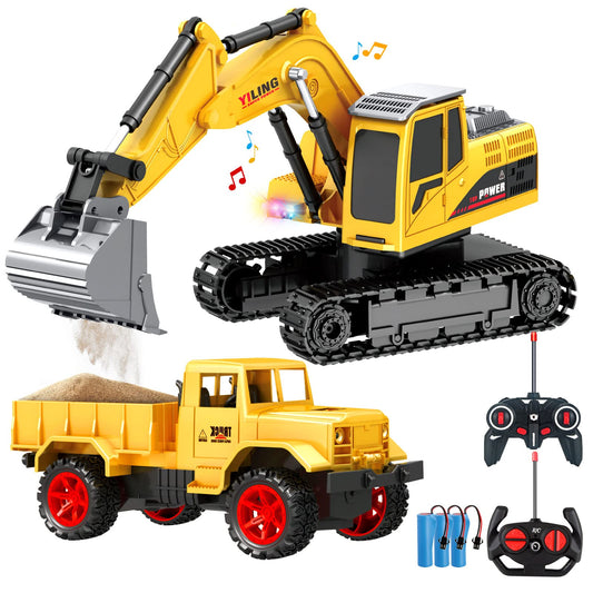 Rc Dreamer excavator digging action with lights for immersive play.