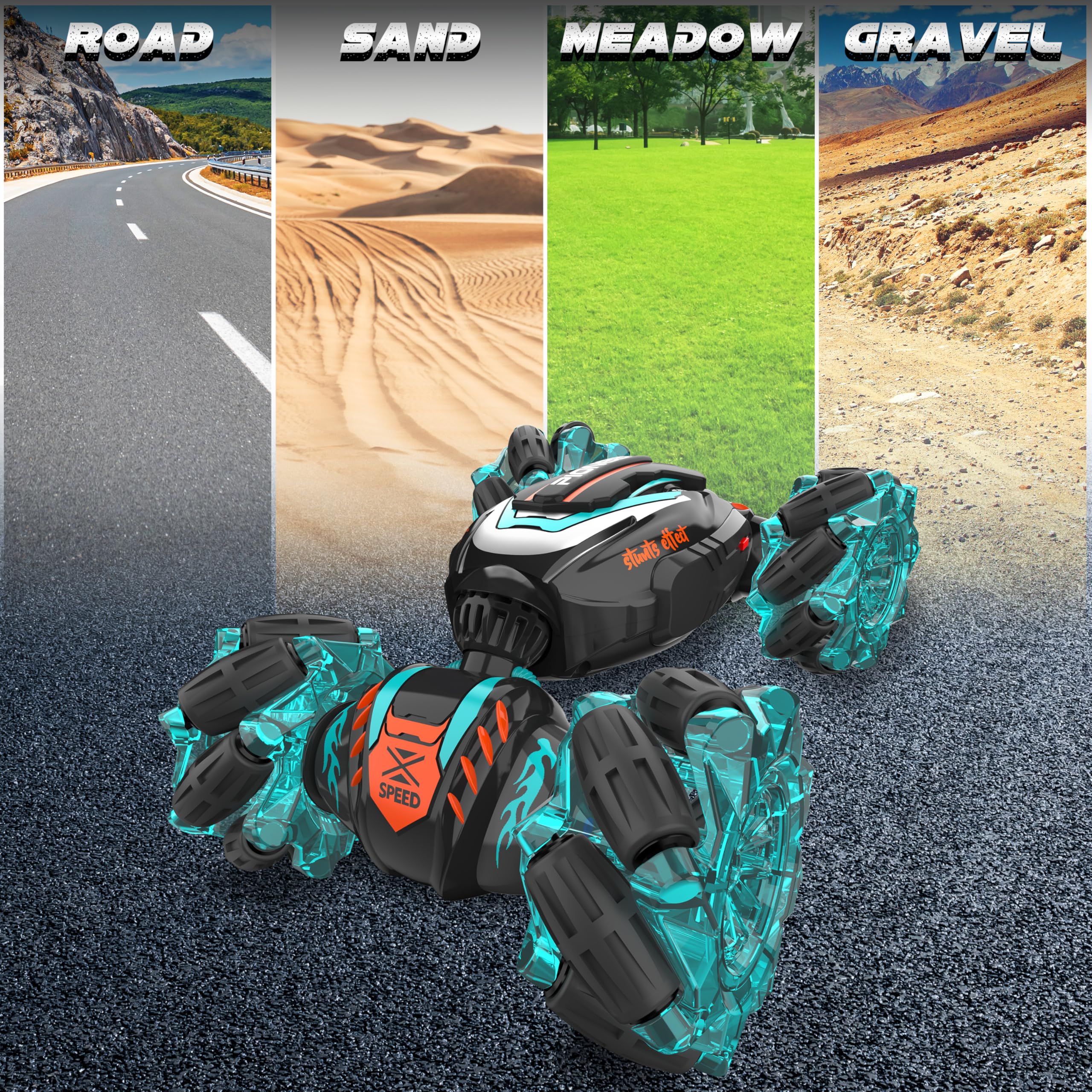 Rcabcar crash-resistant tires withstand rough surfaces for durable sessions indoors or outdoors.