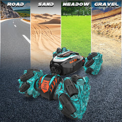 Rcabcar crash-resistant tires withstand rough surfaces for durable sessions indoors or outdoors.