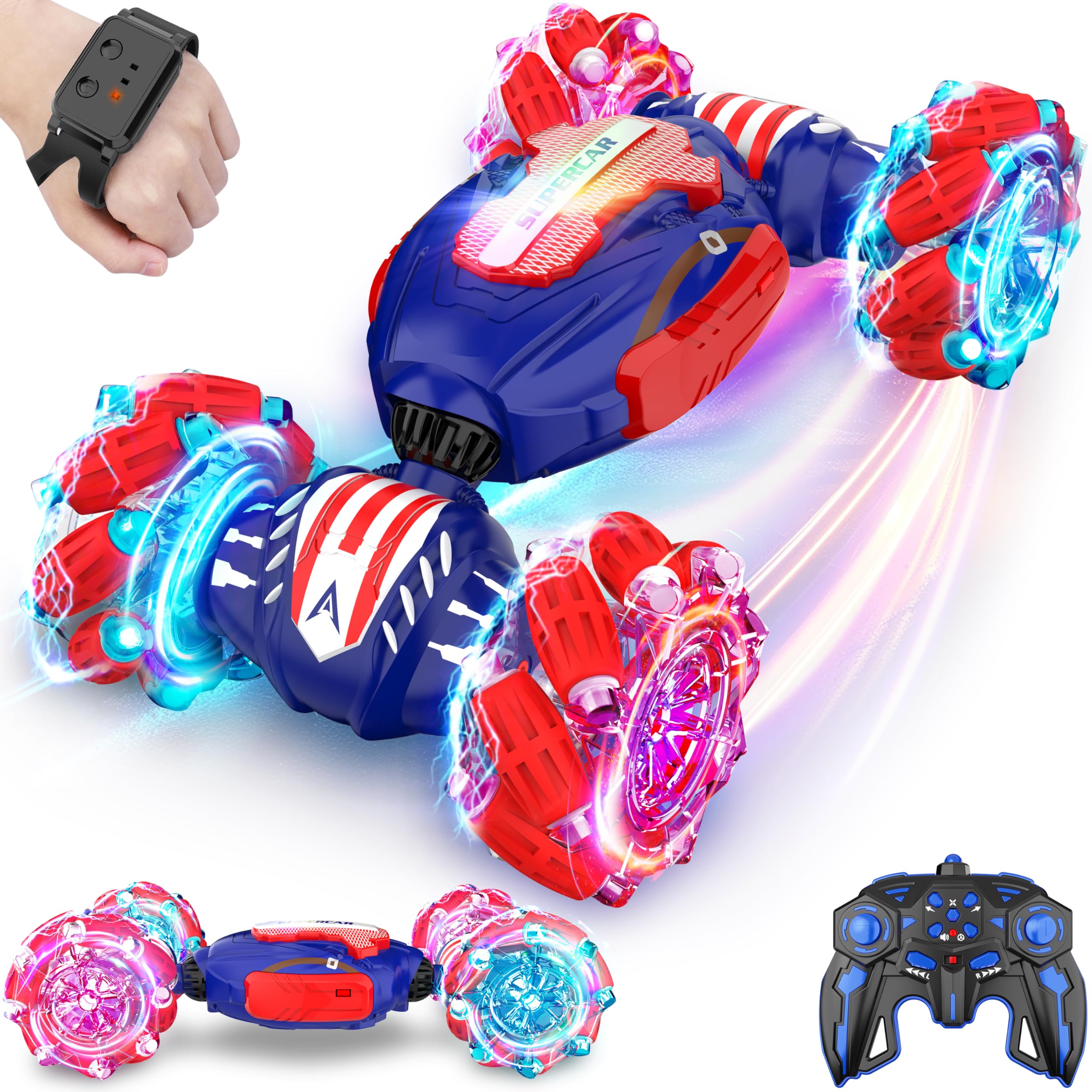 Rcabcar gesture-sensing RC stunt car in action for precise hand movements