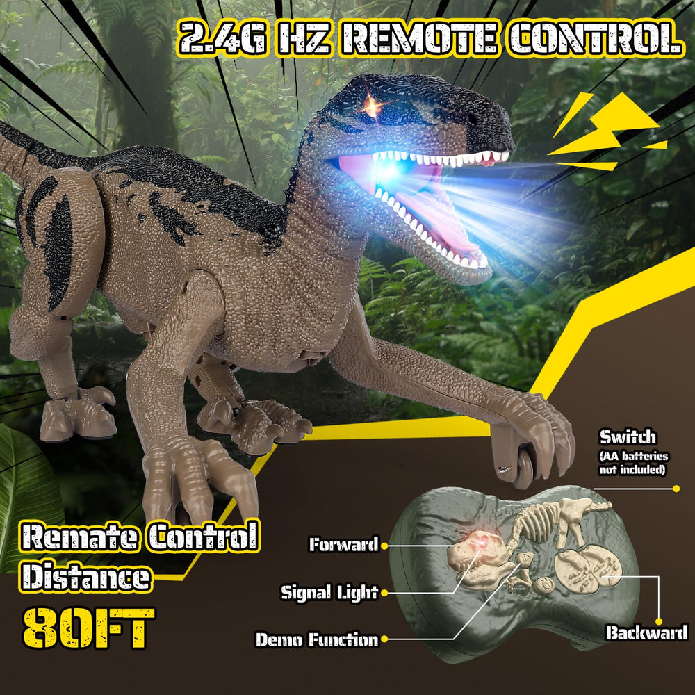Rcfunkid dinosaur toy 3D eyes add expressive character