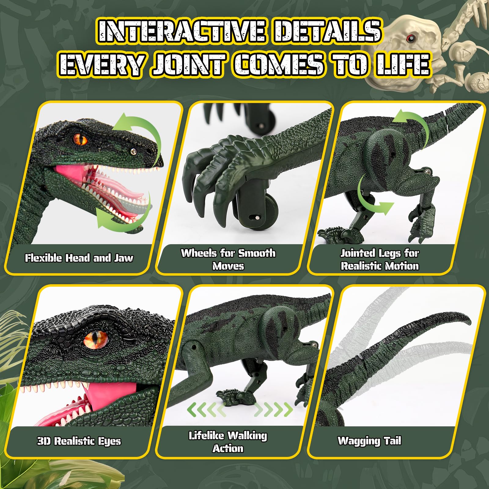Rcfunkid 2.4GHz remote supports multi-player dinosaur fun.