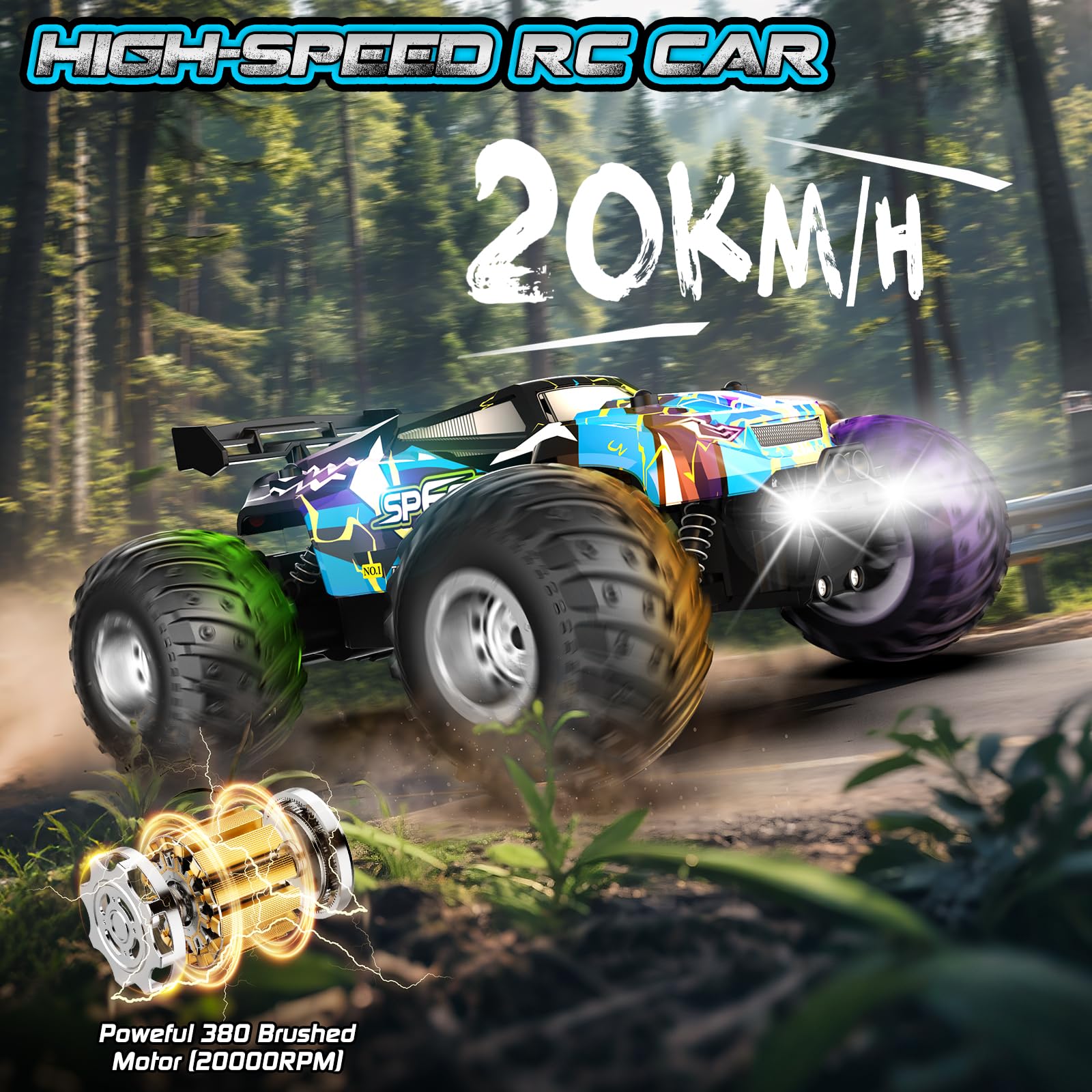Rcjoyou high-traction suspension smooths bumps for confident play.