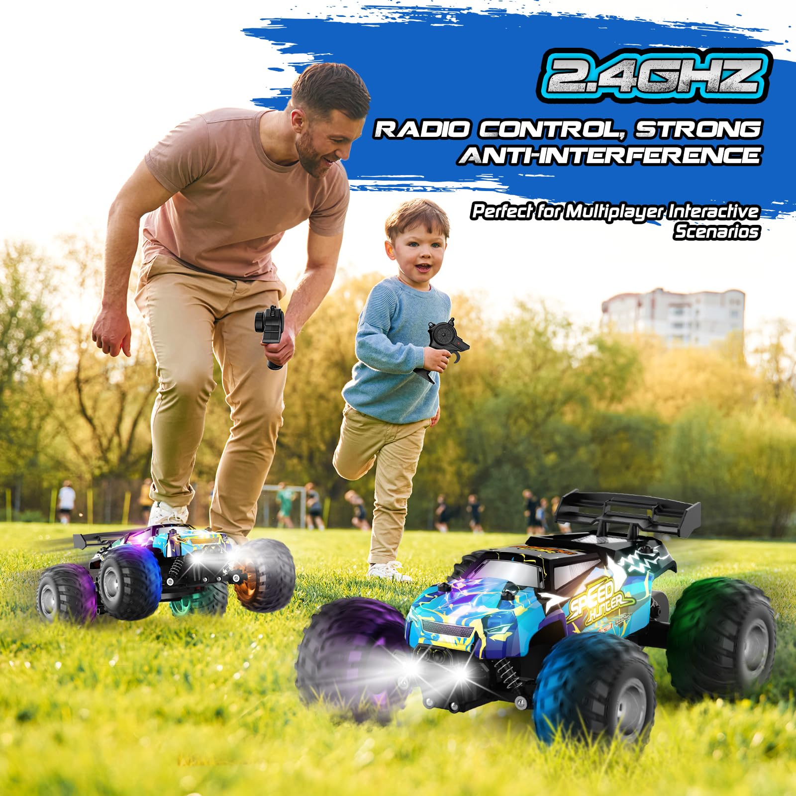 Rcjoyou RC 380 motor powers fast acceleration up to 20 km/h on various terrains.