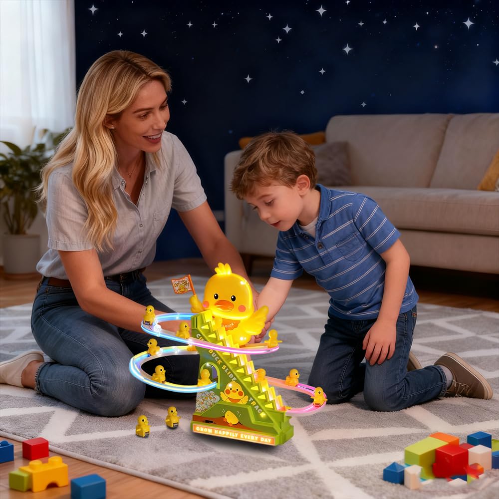 RCOOS Duck Climbing Toy Set assembly view for quick, easy setup.
