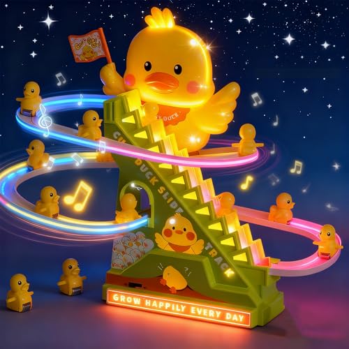 RCOOS Duck Climbing Toy Set figures on vibrant ladder encourage immersive play.