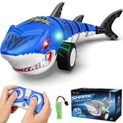 Rcovasc remote control shark car with top lights for night play